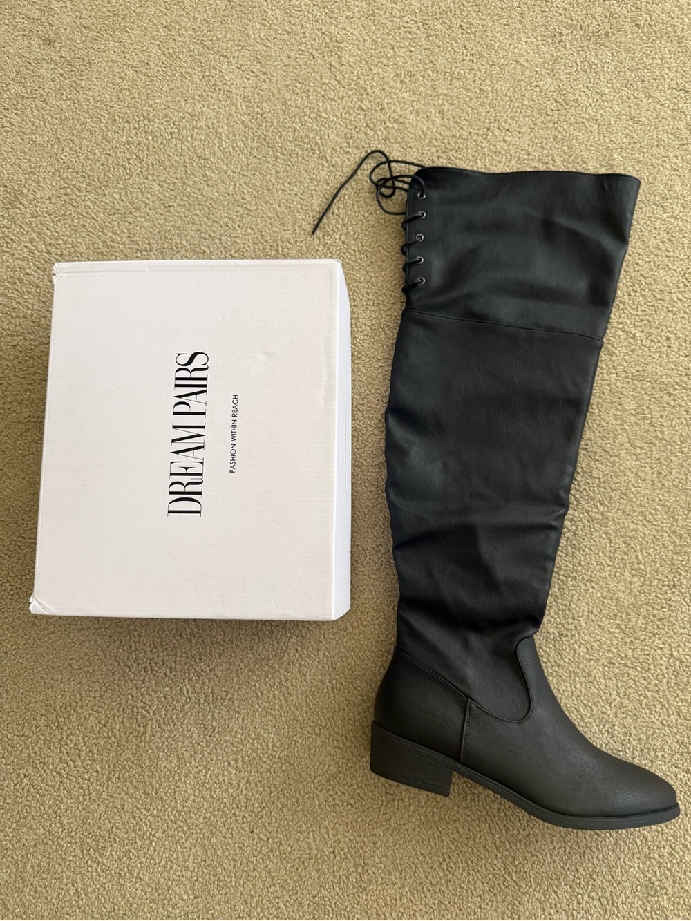 Dream Pairs Black Over-The-Knee Lace-Up Riding Boots